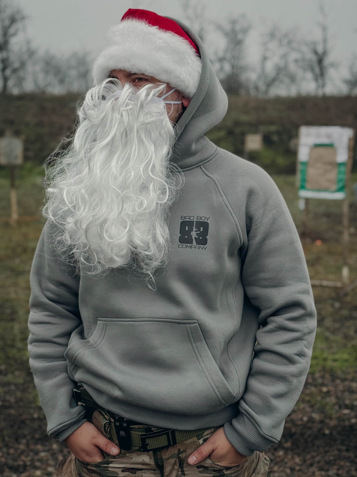 Худі сіре "Santa on duty" - Зображення 3