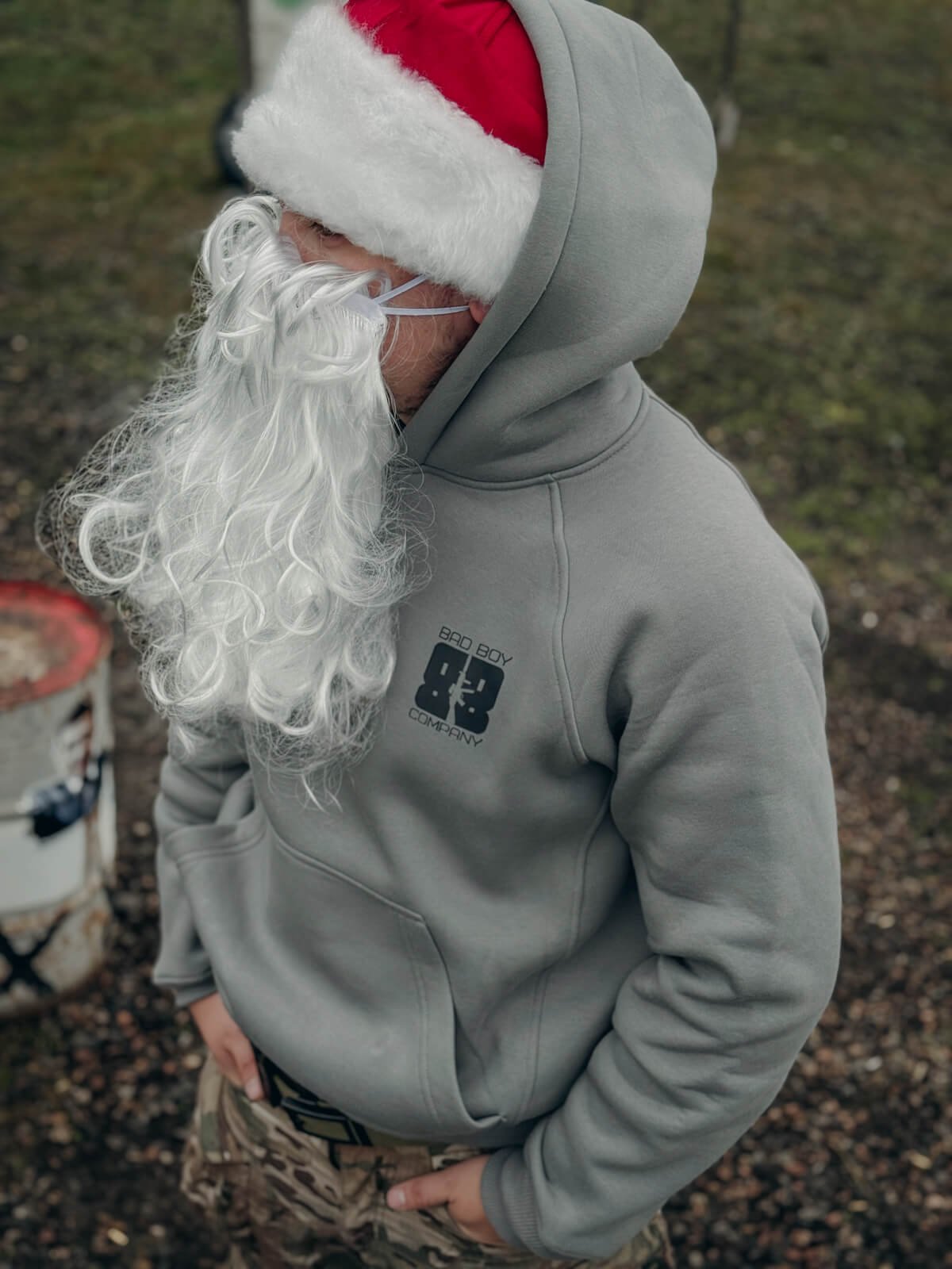 Худі сіре "Santa on duty" - Зображення 4