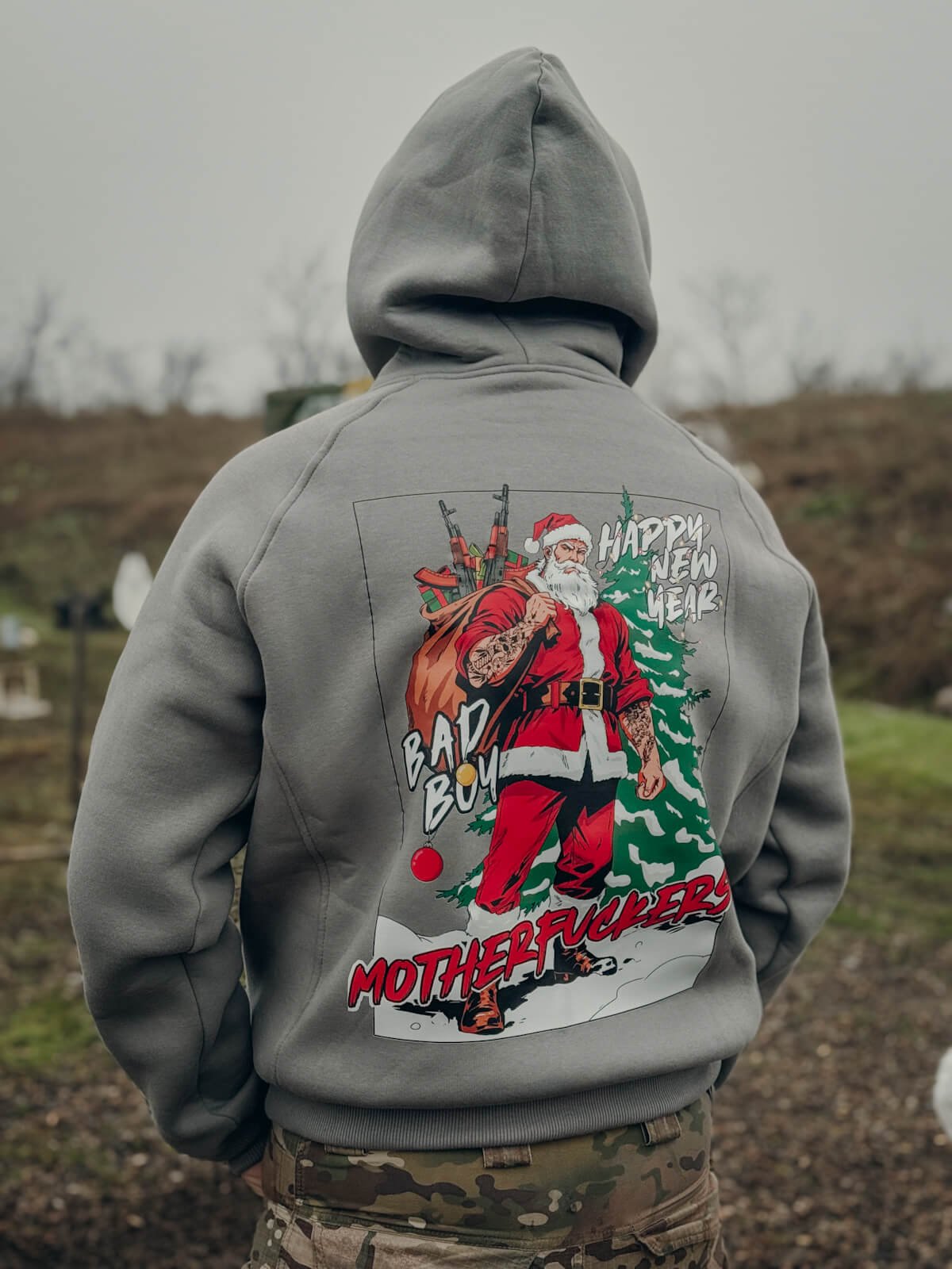 Худі сіре "Santa on duty"