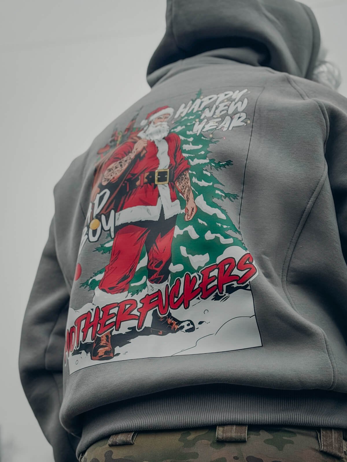 Худі сіре "Santa on duty" - Зображення 5