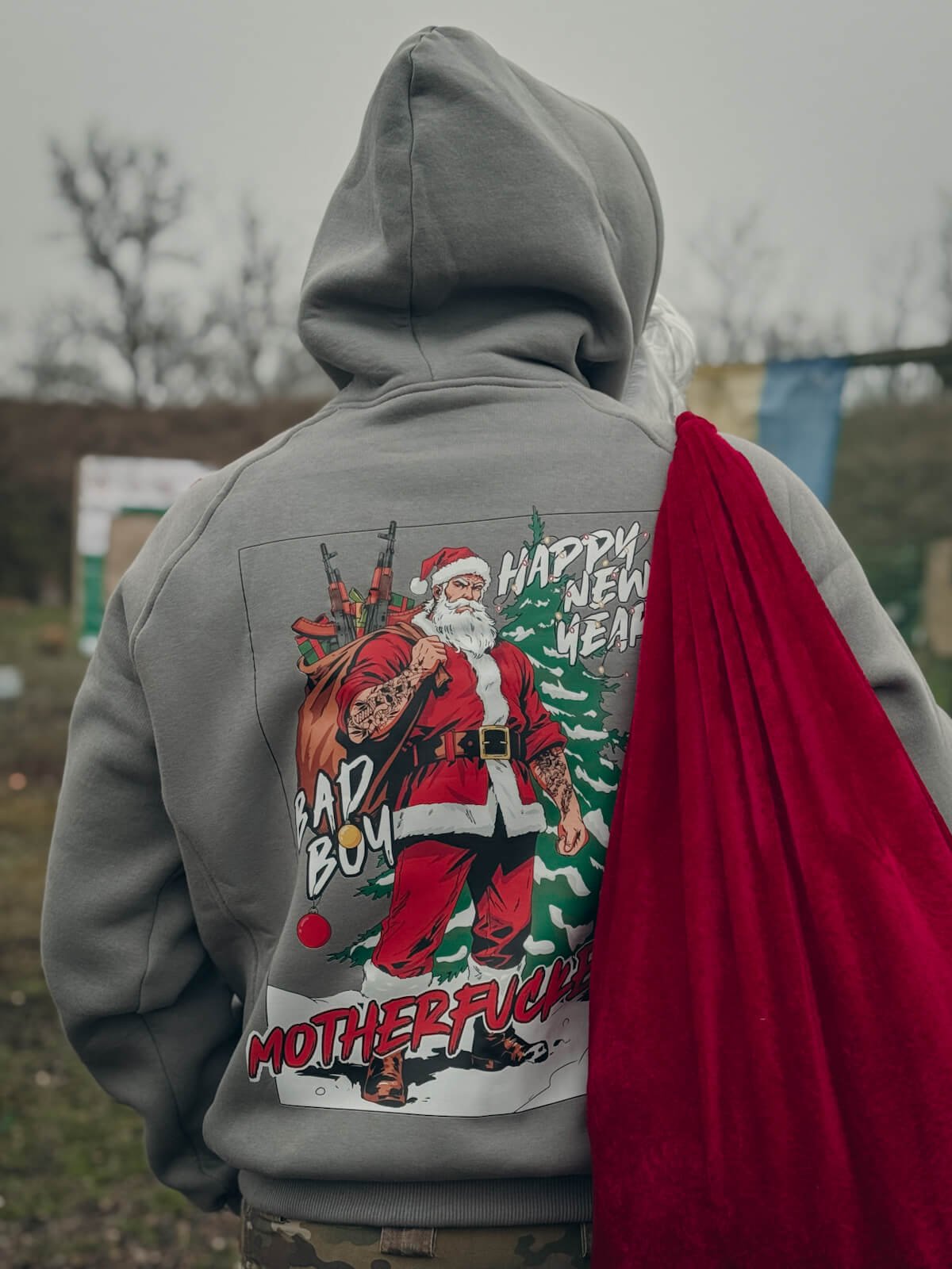 Худі сіре "Santa on duty" - Зображення 2