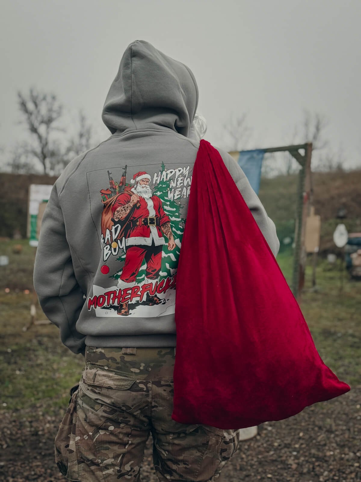 Худі сіре "Santa on duty" - Зображення 6